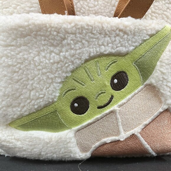 Disney Parks Loungefly Star Wars Baby Yoda Grogu Sherpa Fuzzy Backpack Rare main image 5